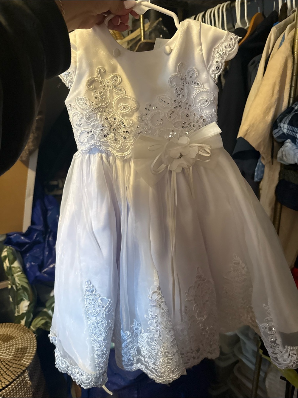 White Lace Baptism Dress